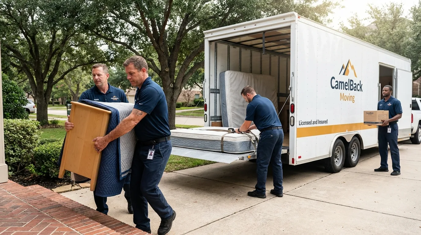 Crew loading residential truck for cross-state move from Ellicott City, MD